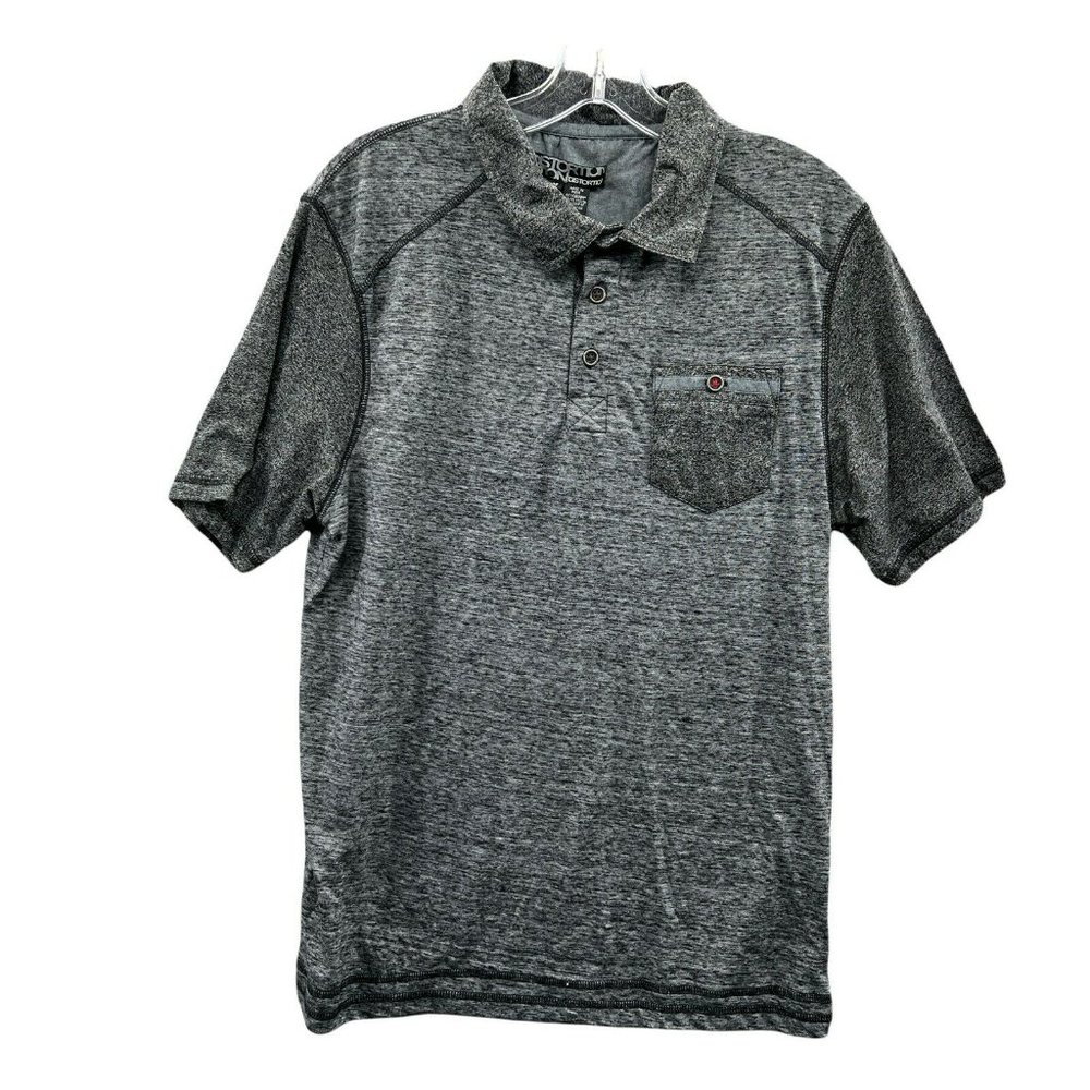 New Distortion Polo Shirt Men's Medium Short Sleeve Gray Black Heathered…